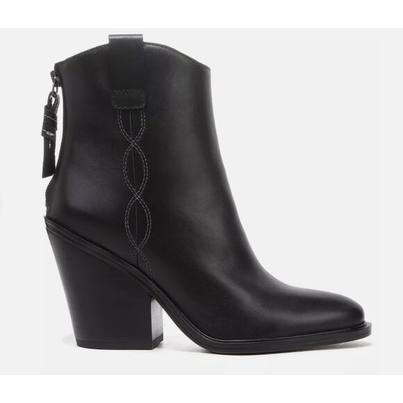 Sarto By Franco Sarto A-Germaine Ankle Boot Black Leather Size 11 Sleek Western - Picture 2 of 12